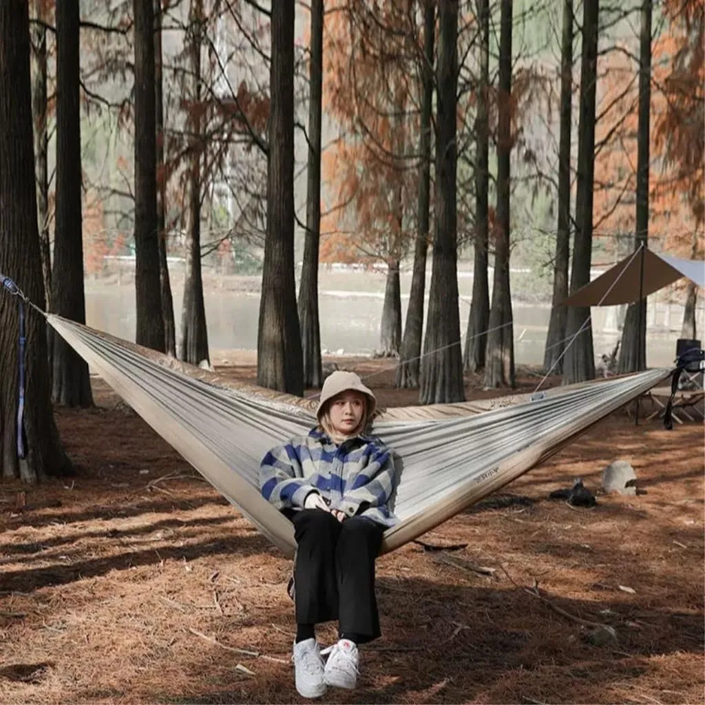 Hammock Double Single Double Inflatable Hammock Outdoor Swing Adult Anti-Rollover Outdoor Camping Anti-Mosquito Durable Hammock Outdoor(Green,B)