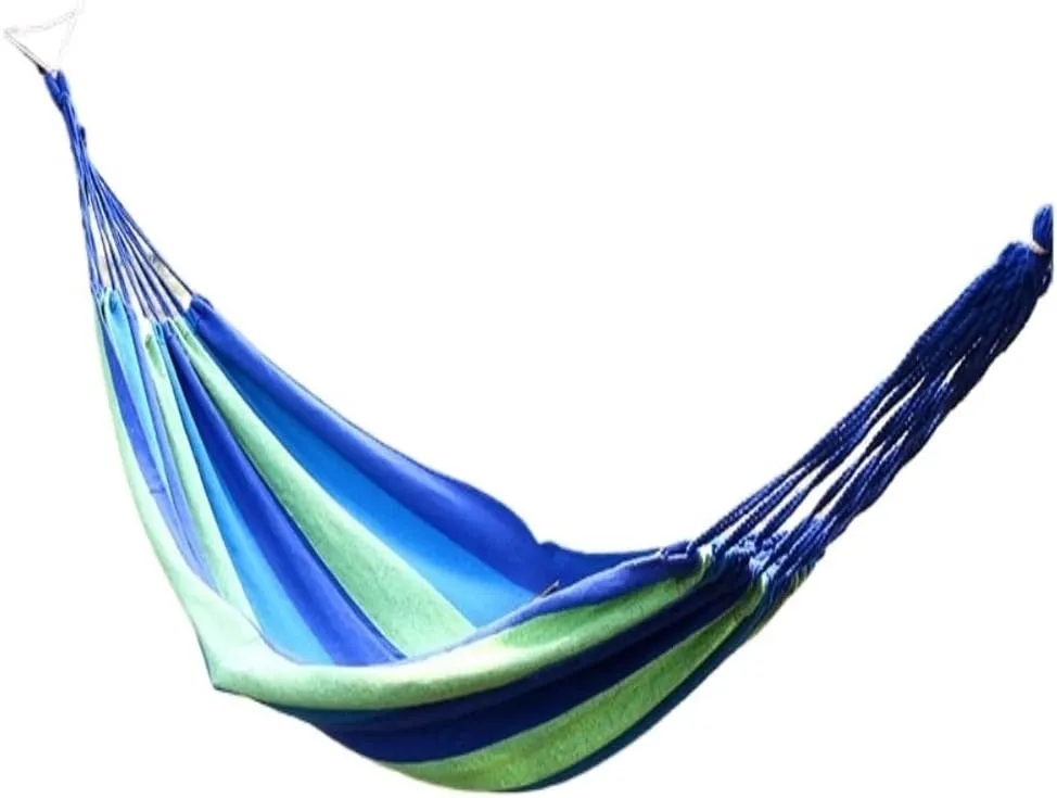 Hammock Double Single Double Parachute Cloth Hammock Light Breathable Hammock Nylon Hammock Outdoor Swing Anti-Rollover Hammock Outdoor(Blue,Large)