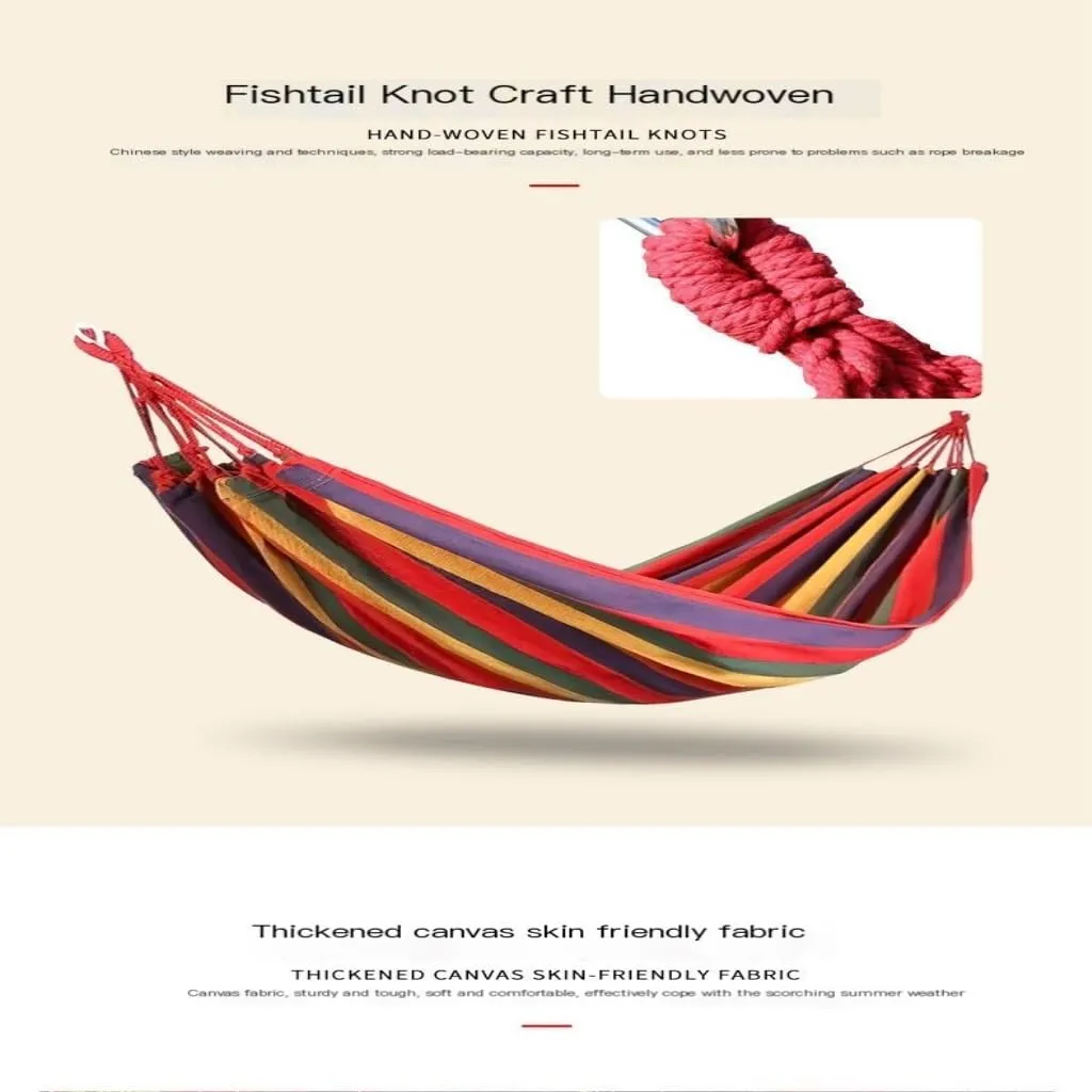 Hammock Double Single Double Parachute Cloth Hammock Light Breathable Hammock Nylon Hammock Outdoor Swing Anti-Rollover Hammock Outdoor(Red,Small)