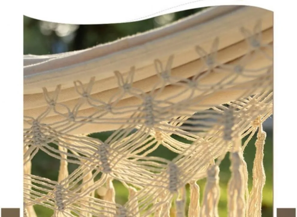 Hammock Double Tassel Outdoor Camping Hammock Outdoor Single Double Camping Swing Adult Thick Canvas Leisure Homestay Hammock Outdoor(Large)