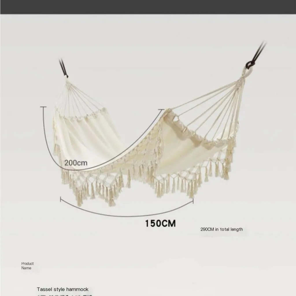 Hammock Double Tassel Outdoor Camping Hammock Outdoor Single Double Camping Swing Adult Thick Canvas Leisure Homestay Hammock Outdoor(Large)