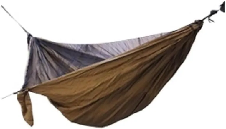 Hammock Double Ultra-Light Nylon Double Hammock Parachute Cloth Anti-Rollover Elastic Band Encrypted Mosquito Net Hammock Hammock Outdoor(E)