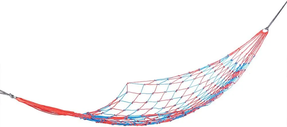 Hammock, Durable and Breathable Nylon Mesh Hammock for Camping Supplies, Red   Blue Colorful Outdoor Garden Accessories, Easy to Carry, Convenient to Use