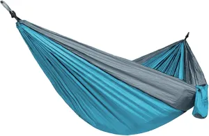 Hammock for Camping Double Hammocks Gear for The Outdoors Backpacking Survival or Travel - Light Blue