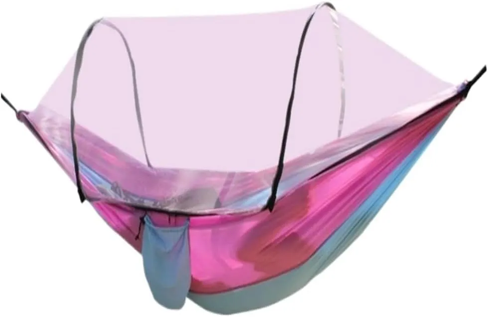 Hammock Fully Automatic Quick-Opening Mosquito Net Hammock Outdoor Single Double Camping Mosquito Net Hammock Hammocks for Outside(Pink)