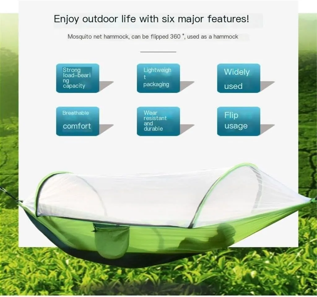 Hammock Fully Automatic Quick-Opening Mosquito Net Hammock Outdoor Single Double Camping Mosquito Net Hammock Hammocks for Outside(Pink)