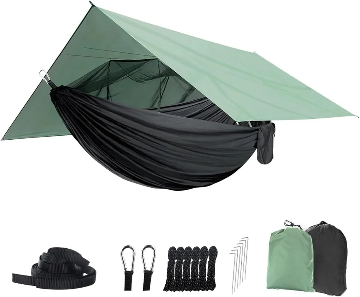 Hammock Hammock with Rain Fly Tarp and Net, 260x140 Cm Portable Camping Hammock Double Tree Hammock Outdoor Portable Hammock