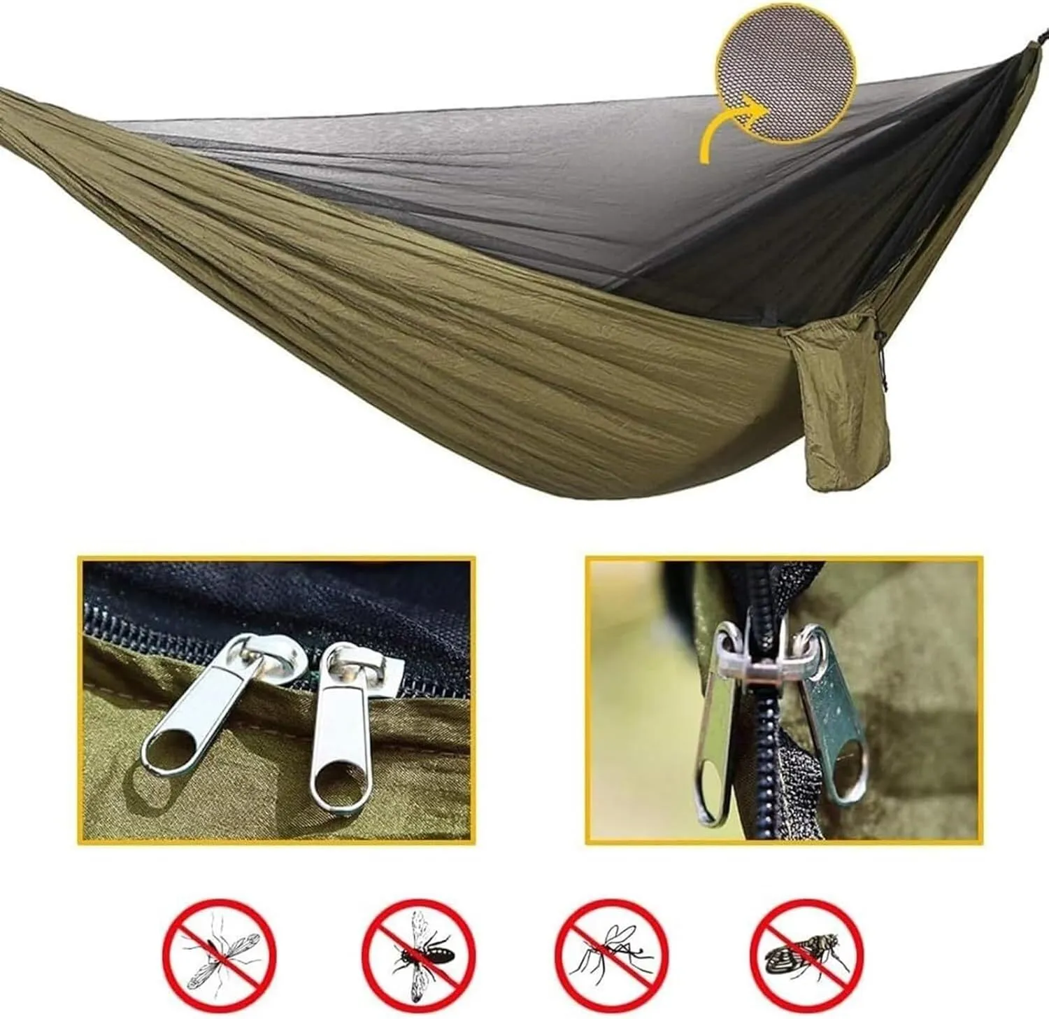 Hammock Hammock with Rain Fly Tarp and Net, 260x140 Cm Portable Camping Hammock Double Tree Hammock Outdoor Portable Hammock