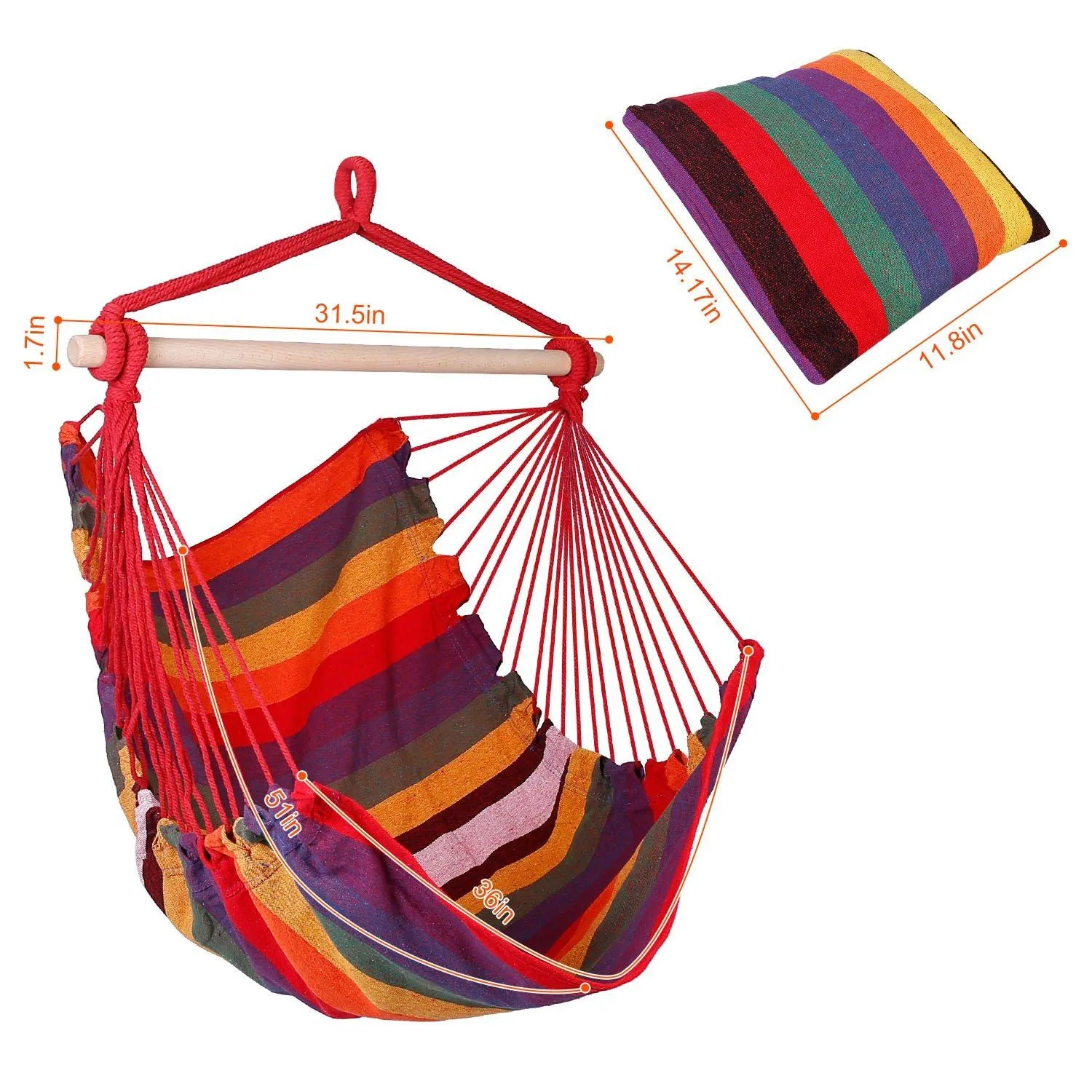 Hammock Hanging Chair Canvas with 2 Pillows