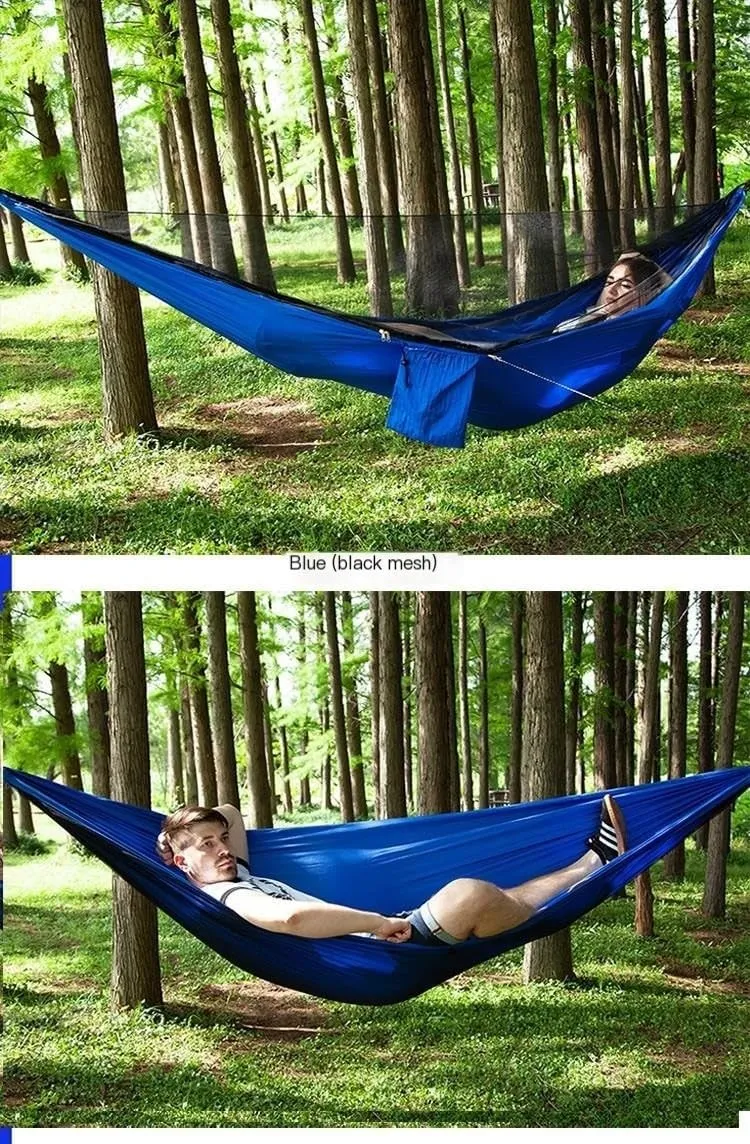 Hammock Mosquito Net Automatic Quick Opening Anti-Mosquito Hammock Outdoor Double Parachute Mosquito Net Hammock Hammocks for Outside(C)