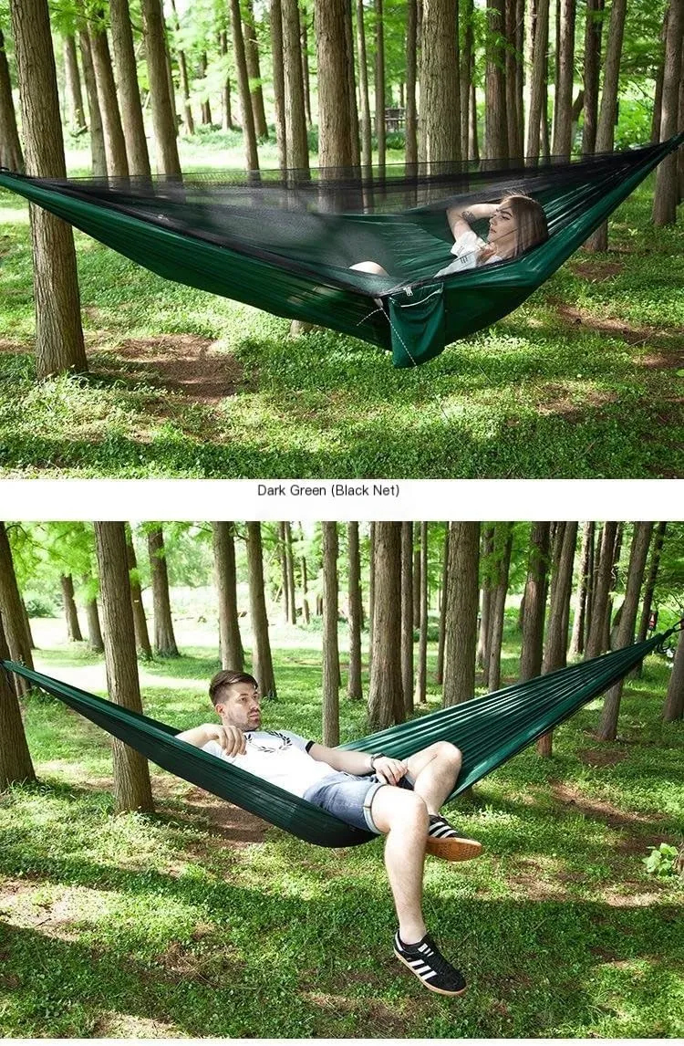 Hammock Mosquito Net Automatic Quick Opening Anti-Mosquito Hammock Outdoor Double Parachute Mosquito Net Hammock Hammocks for Outside(C)