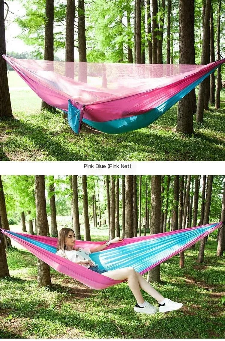 Hammock Mosquito Net Automatic Quick Opening Anti-Mosquito Hammock Outdoor Double Parachute Mosquito Net Hammock Hammocks for Outside(C)