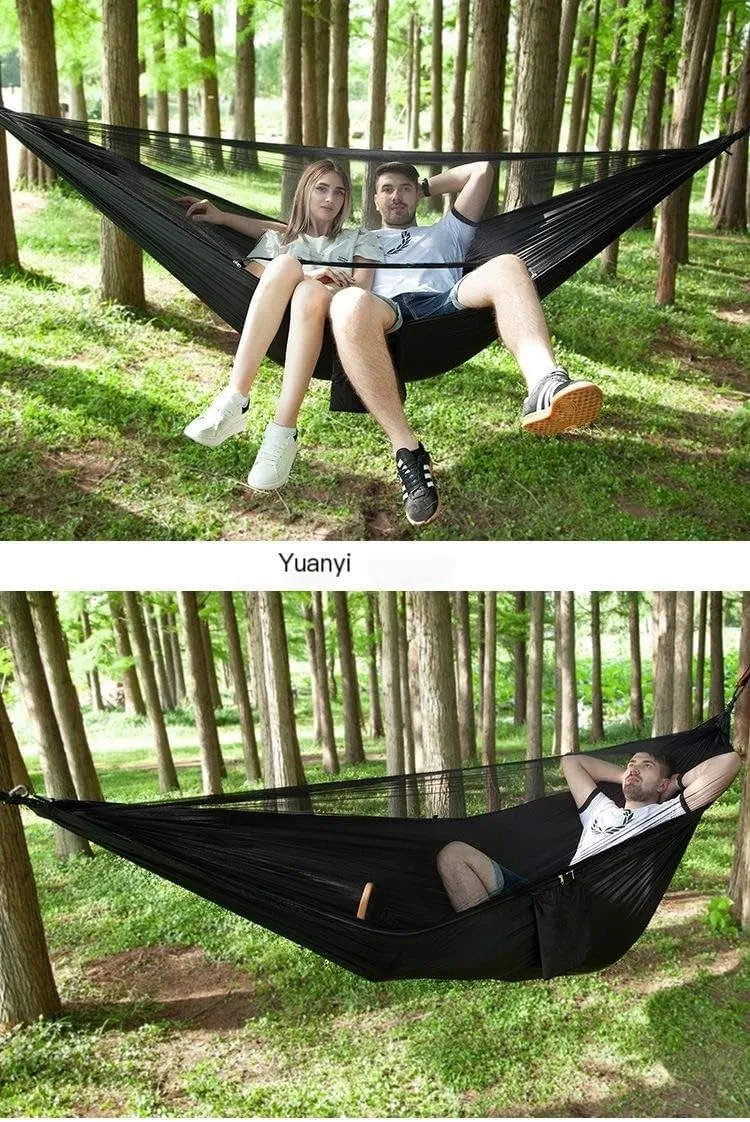 Hammock Mosquito Net Automatic Quick Opening Anti-Mosquito Hammock Outdoor Double Parachute Mosquito Net Hammock Hammocks for Outside(C)