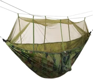 Hammock Mosquito Net Hammock Double Outdoor Anti-Mosquito Parachute Cloth Swing Outdoor Sleeping Hanging Tree Camping Hammocks for Outside(A)