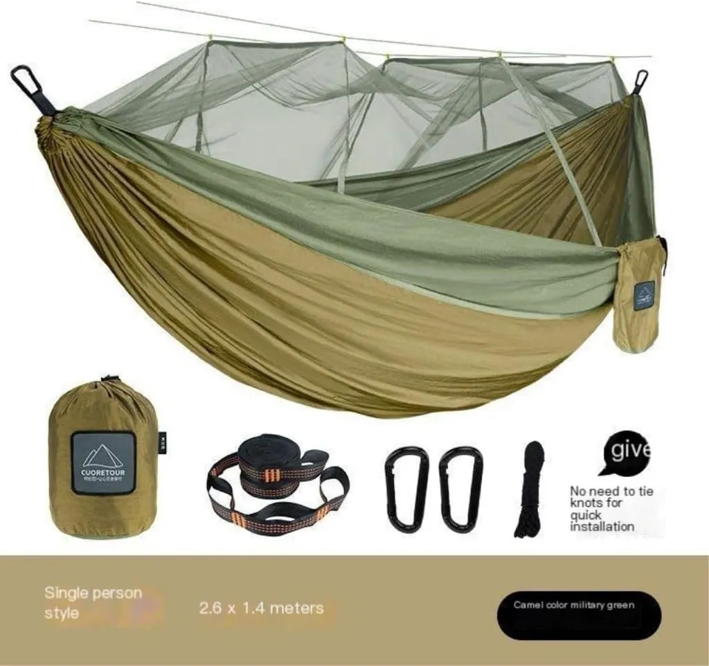 Hammock Mosquito Net Hammock Double Outdoor Anti-Mosquito Parachute Cloth Swing Outdoor Sleeping Hanging Tree Camping Hammocks for Outside(A,Small)