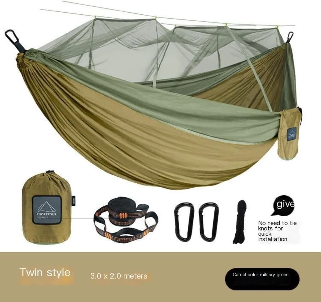 Hammock Mosquito Net Hammock Double Outdoor Anti-Mosquito Parachute Cloth Swing Outdoor Sleeping Hanging Tree Camping Hammocks for Outside(A,Small)