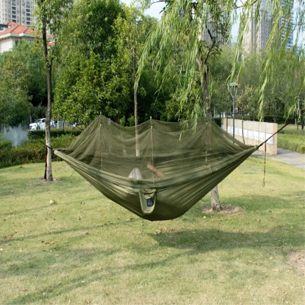 Hammock Mosquito Net Hammock Double Outdoor Anti-Mosquito Parachute Cloth Swing Outdoor Sleeping Hanging Tree Camping Hammocks for Outside(A,Small)