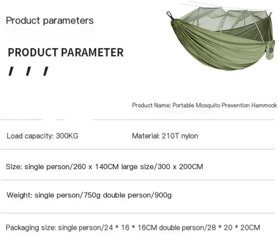 Hammock Mosquito Net Hammock Double Outdoor Anti-Mosquito Parachute Cloth Swing Outdoor Sleeping Hanging Tree Camping Hammocks for Outside(A,Small)