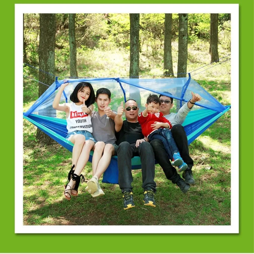 Hammock Mosquito Net Hammock Double Outdoor Anti-Mosquito Parachute Cloth Swing Outdoor Sleeping Hanging Tree Camping Hammocks for Outside(Orange)