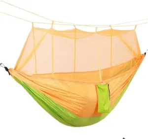 Hammock Mosquito Net Hammock Double Outdoor Anti-Mosquito Parachute Cloth Swing Outdoor Sleeping Hanging Tree Camping Hammocks for Outside(Orange)