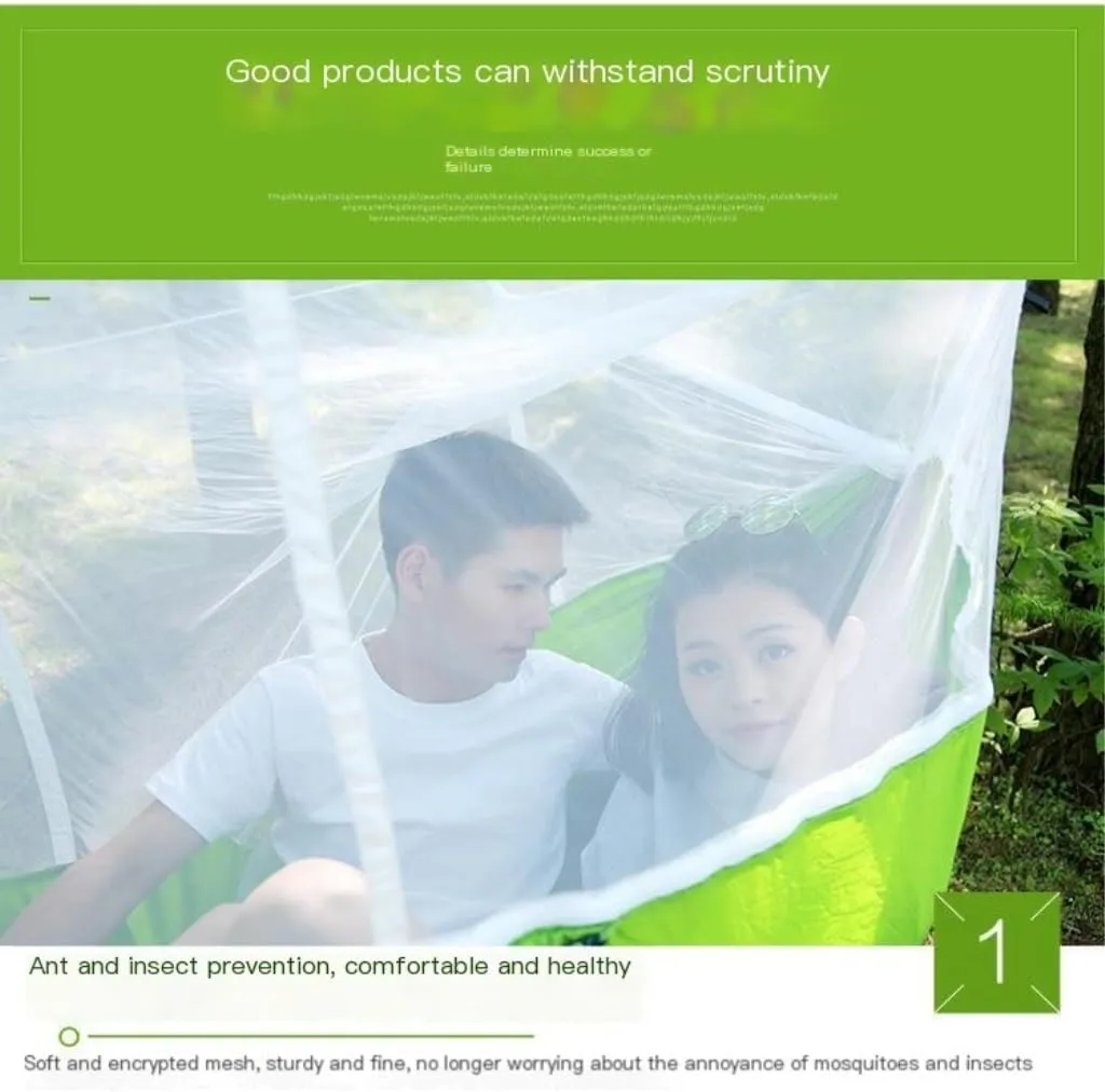 Hammock Mosquito Net Hammock Double Outdoor Anti-Mosquito Parachute Cloth Swing Outdoor Sleeping Hanging Tree Camping Hammocks for Outside(Orange)