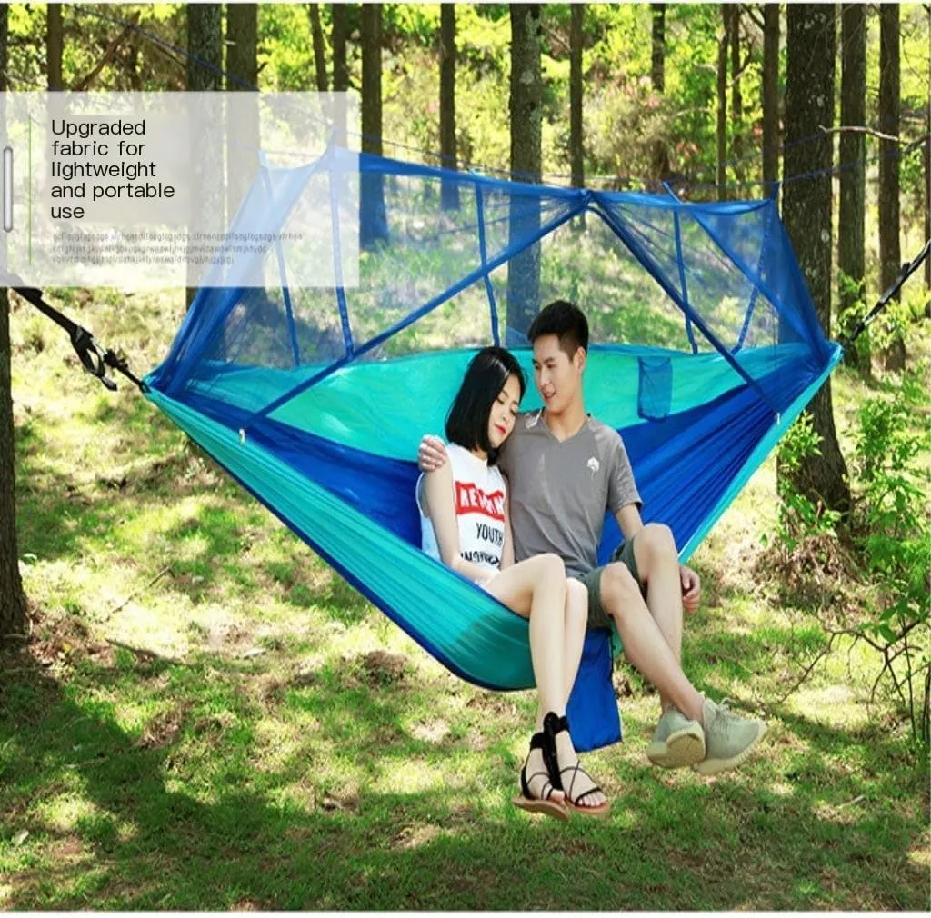 Hammock Mosquito Net Hammock Double Outdoor Anti-Mosquito Parachute Cloth Swing Outdoor Sleeping Hanging Tree Camping Hammocks for Outside(Orange)