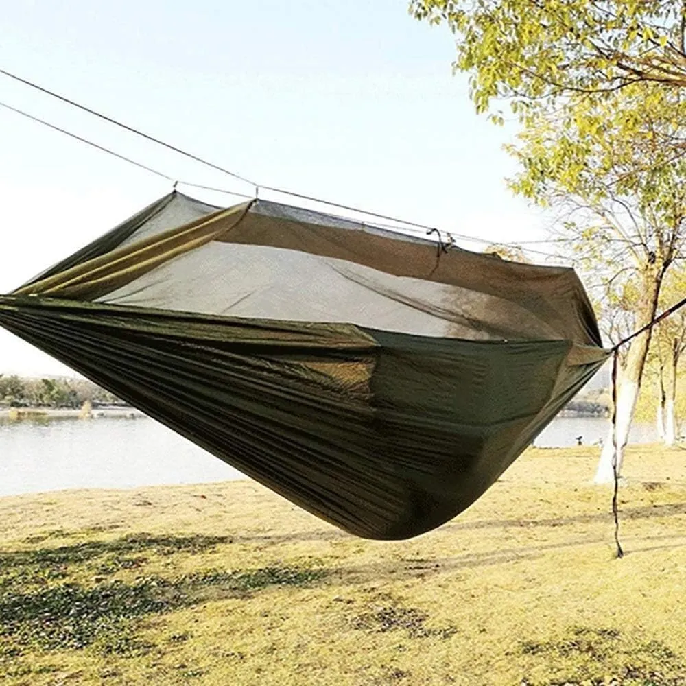 Hammock Mosquito Net Hammock Outdoor Camping Increase Double Outdoor Recreational Camping Mosquito Net(ArmyGreen)