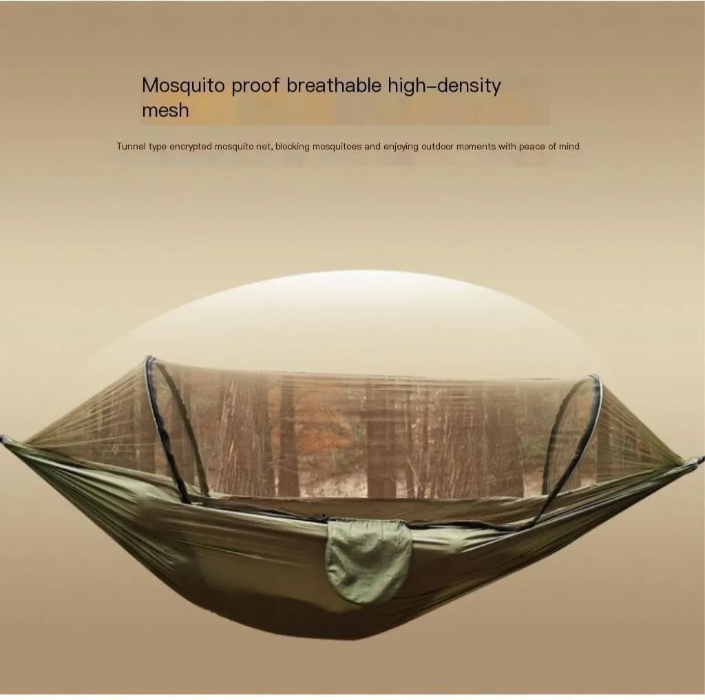 Hammock Outdoor Hammock Camping Anti-Rollover with Mosquito Net Camping Sleeping Swing Magical Double Portable Hammocks for Outside(Blue,A)