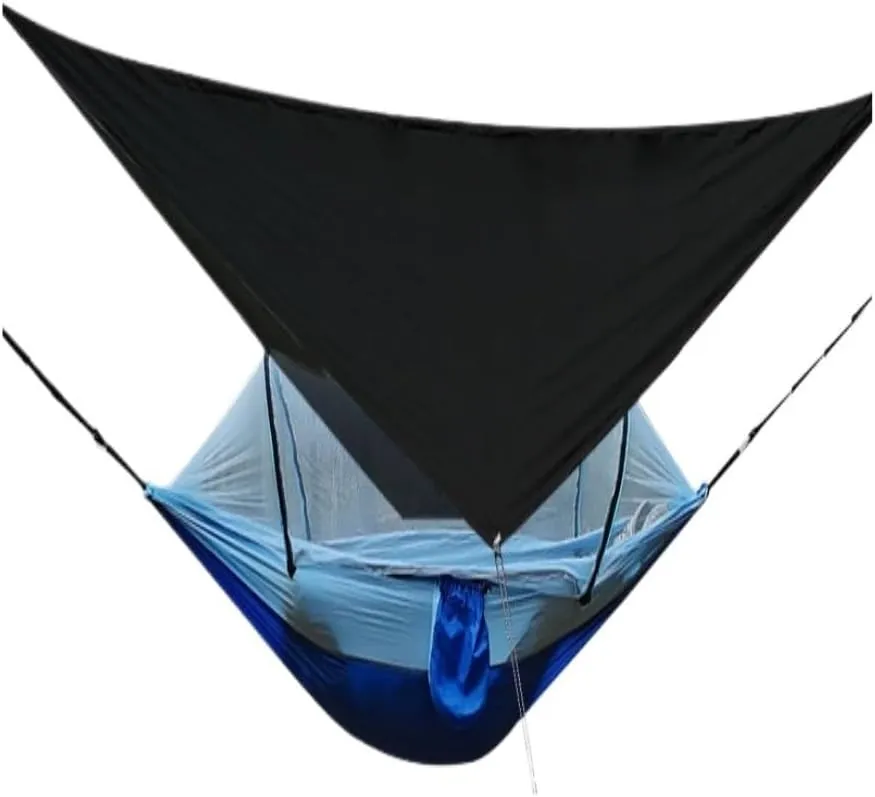 Hammock Outdoor Hammock Camping Anti-Rollover with Mosquito Net Camping Sleeping Swing Magical Double Portable Hammocks for Outside(Blue,A)