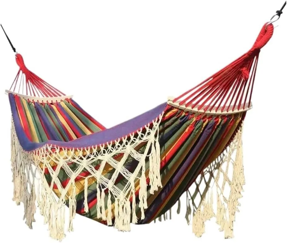 Hammock Outdoor Hammock Sheet Double Camping Hammock Swing Spring Outing Camping Anti-Rollover Canvas Hanging Basket Hammocks for Outside(Red)