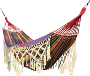 Hammock Outdoor Hammock Sheet Double Camping Hammock Swing Spring Outing Camping Anti-Rollover Canvas Hanging Basket Hammocks for Outside(Red)