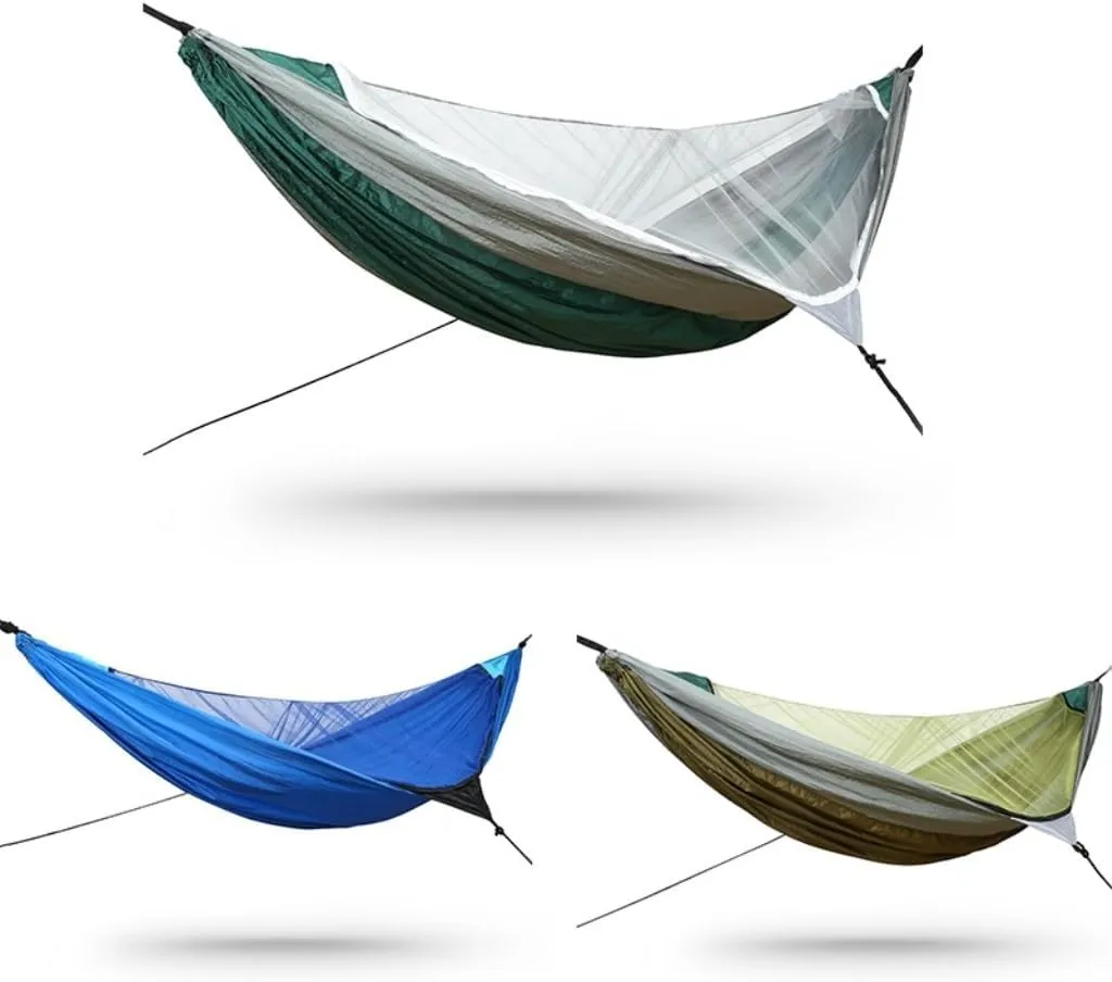 Hammock Outdoor Mosquito Net Automatic Quick-Open Anti-Mosquito Hammock Outdoor Single Double Parachute Hammock Hammocks for Outside(Blue)