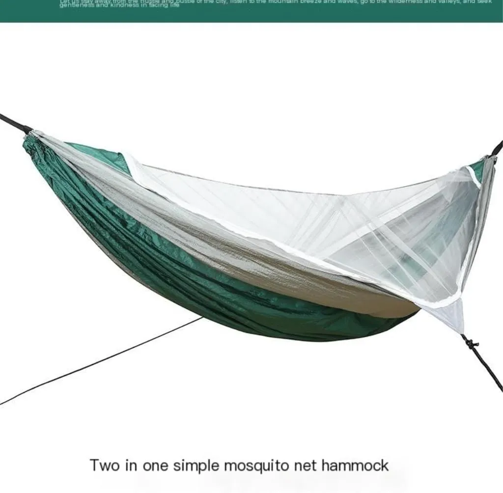 Hammock Outdoor Mosquito Net Automatic Quick-Open Anti-Mosquito Hammock Outdoor Single Double Parachute Hammock Hammocks for Outside(Blue)