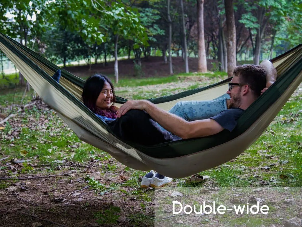 Hammock Set - Convenient Double Wide Travel & Camping Hammock with Nylon Tree Straps and Aluminum Alloy Carabiners