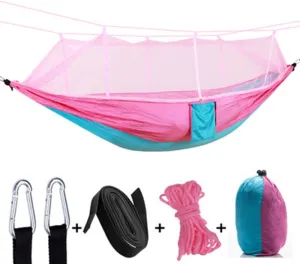 Hammock with Mosquito Net, Double Camping Hammocks Bug Net Portable and Lightweight for Backpacking Hiking Travel Outdoor