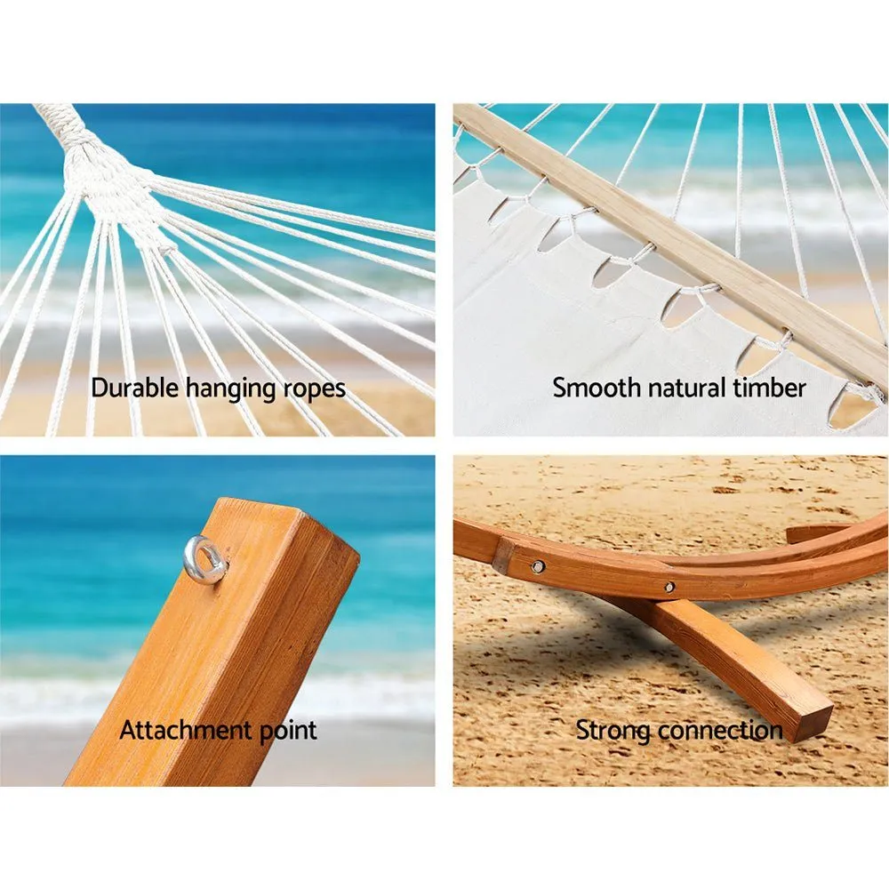 Hammock with Stand Double Wooden Larch Natural