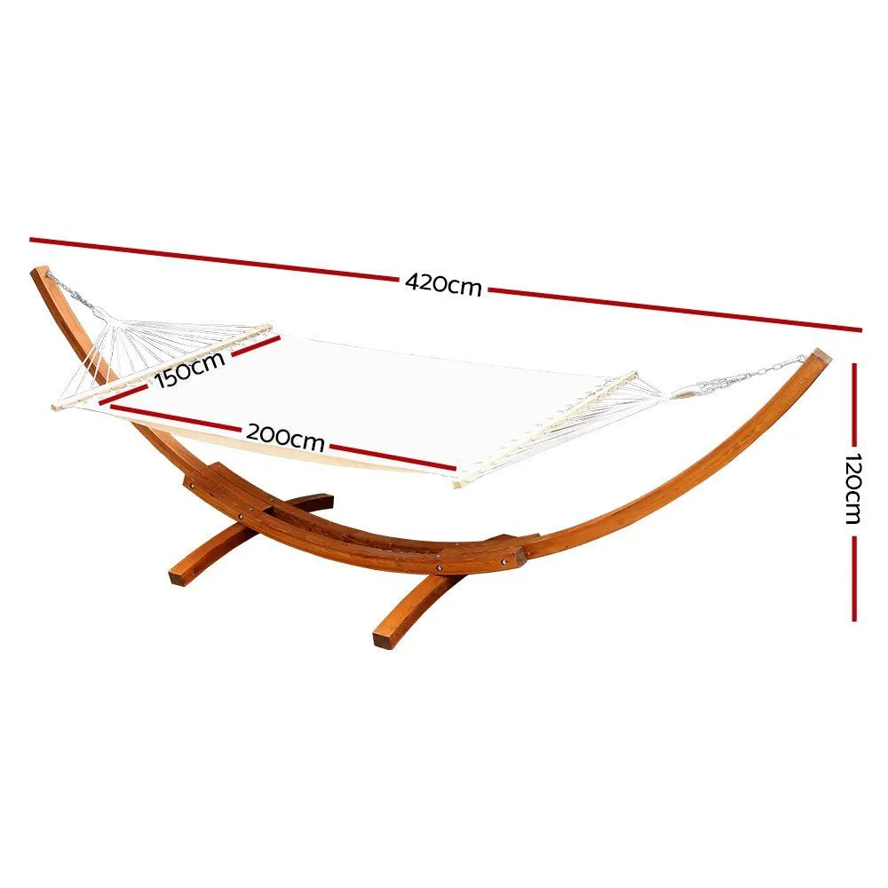 Hammock with Stand Double Wooden Larch Natural