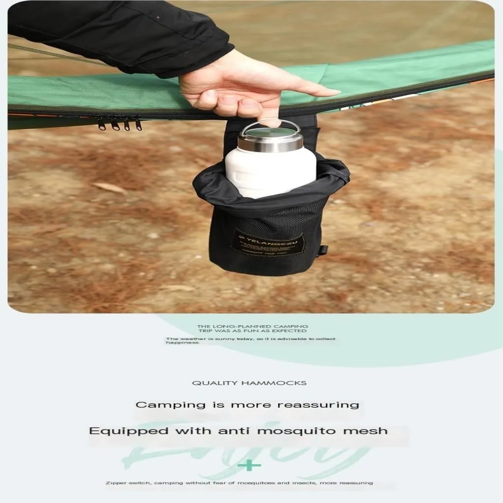 Hammocks Automatic Quick-Open Pole Double-Layer Hammock with Sunshade Outdoor Camper Double Hammock with Mosquito Net Camping Hammocks(A)