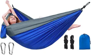 Hammocks for Outside | Portable Outdoor Hammock | Camping Cots with 2 Tree Straps, Single or Double Person Travel Swing for Yard Patio Garden Beach
