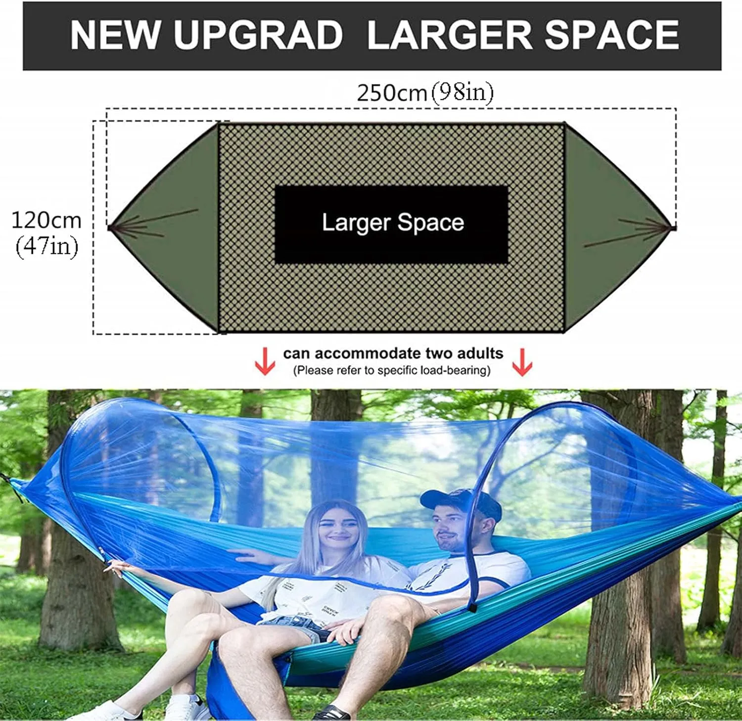 Hammocks for Trees, Camping Hammocks with Netting, Quick Dry Hammock, Double Hammock Swing Chair Outdoor with Tree Hooks, for Beach, Backyard, Patio