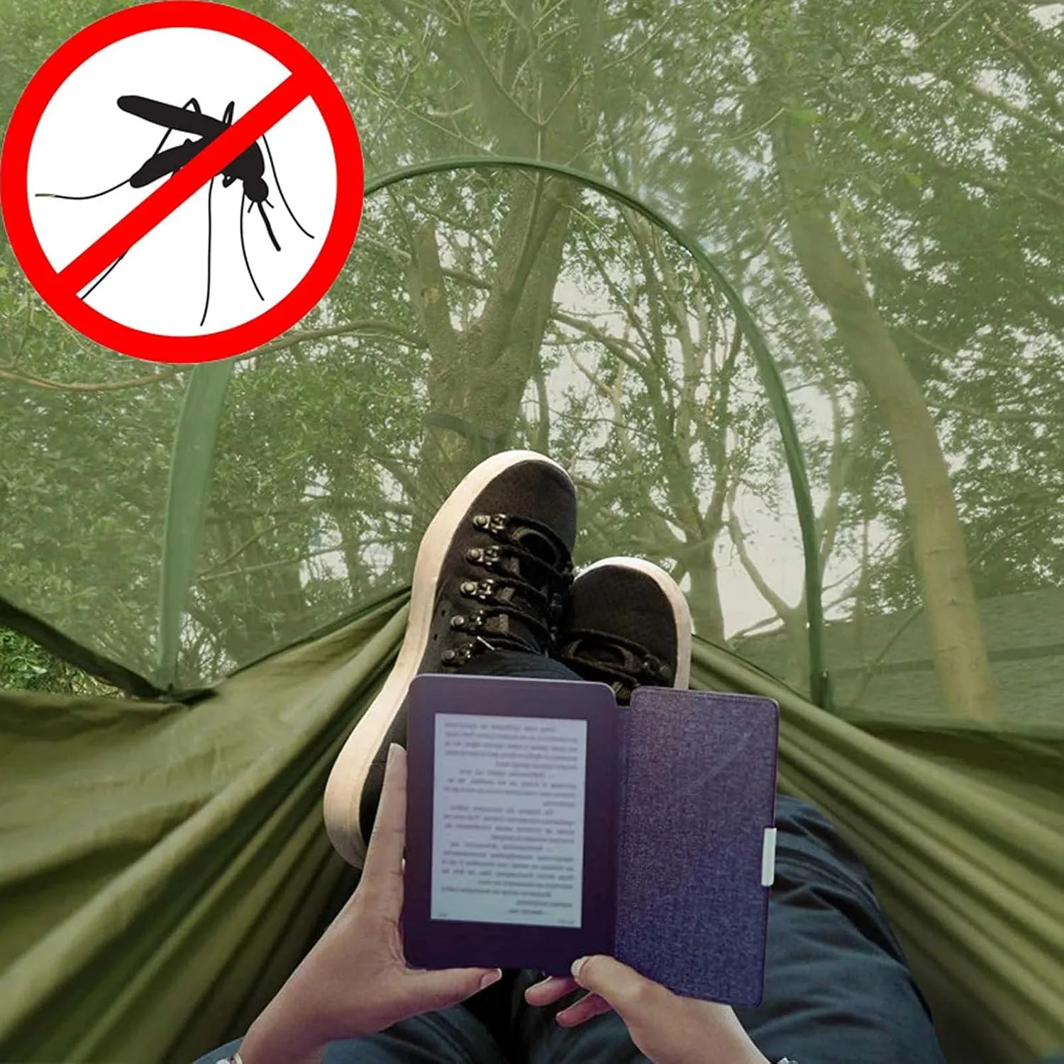 Hammocks for Trees, Camping Hammocks with Netting, Quick Dry Hammock, Double Hammock Swing Chair Outdoor with Tree Hooks, for Beach, Backyard, Patio