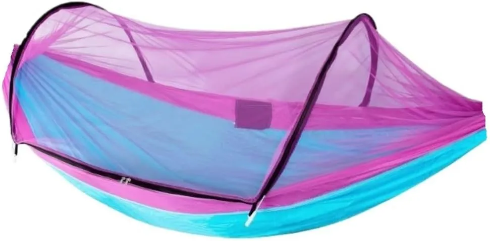 Hammocks Hammock Automatic Quick Opening Anti-Mosquito and Anti-Rollover Double Portable Swing with Mosquito Net Camping Hammocks(Rood)