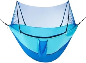 Hammocks Hammock Outdoor Anti-Rollover Summer Single Double Home with Mosquito Net Camping Anti-Mosquito Swing Camping Hammocks(Blue)
