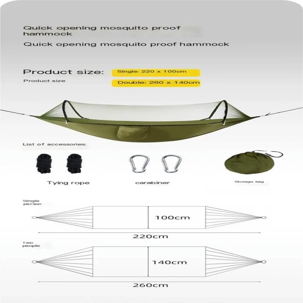 Hammocks Hammock Outdoor Anti-Rollover Summer Single Double Home with Mosquito Net Camping Anti-Mosquito Swing Camping Hammocks(Blue)