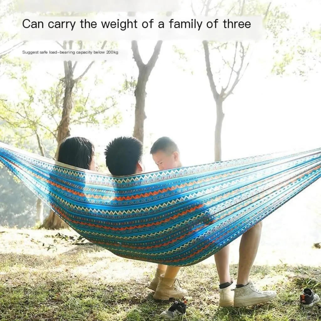 Hammocks Hammock Outdoor Camping Quick-Open Single Double Hammock Parachute Cloth Printing Park Camping Hammock Camping Hammocks(Yellow)