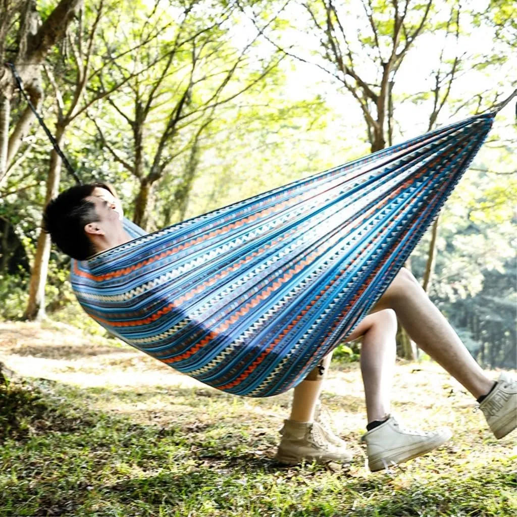 Hammocks Hammock Outdoor Camping Quick-Open Single Double Hammock Parachute Cloth Printing Park Camping Hammock Camping Hammocks(Yellow)