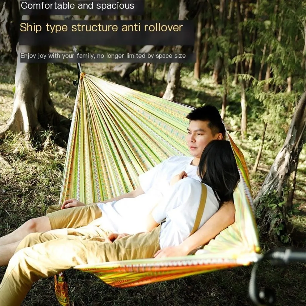 Hammocks Hammock Outdoor Camping Quick-Open Single Double Hammock Parachute Cloth Printing Park Camping Hammock Camping Hammocks(Yellow)