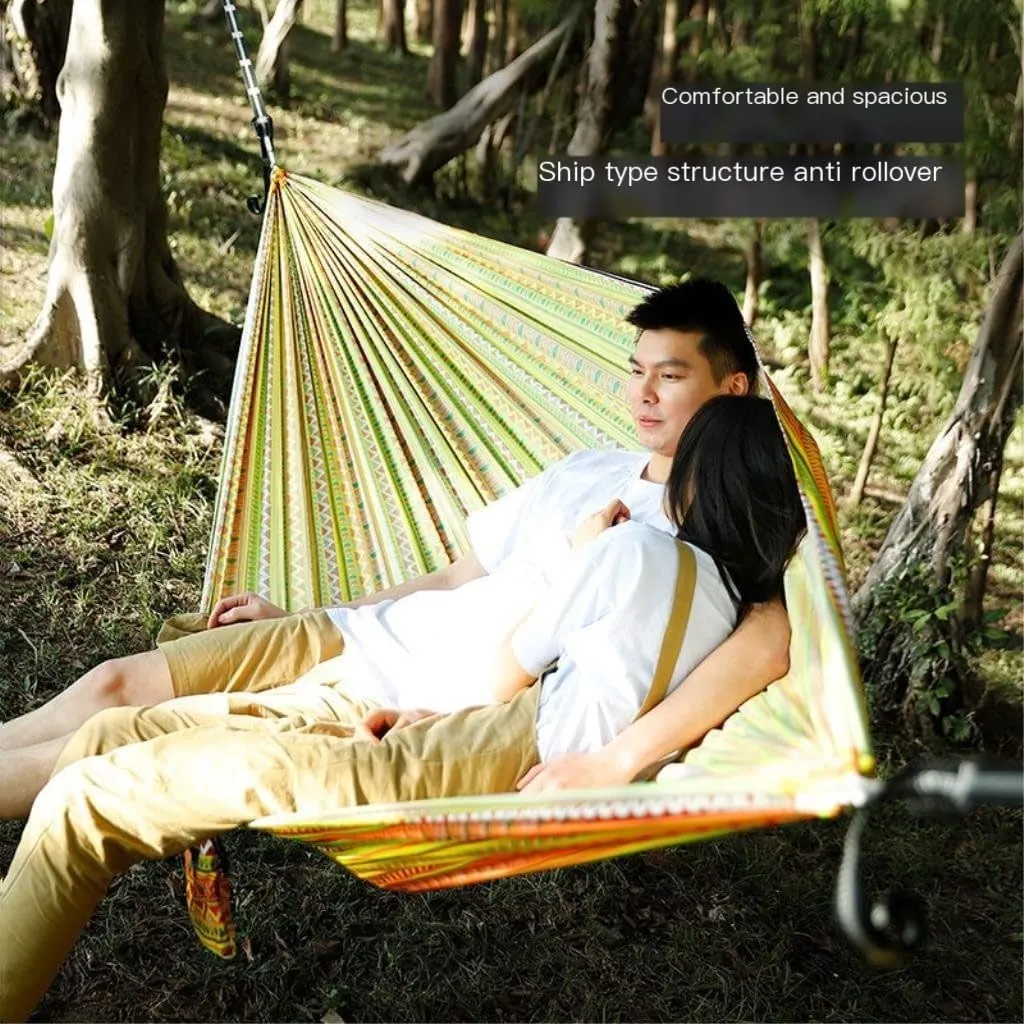 Hammocks Hammock Outdoor Camping Quick-Open Single Double Hammock Parachute Cloth Printing Park Camping Hammock Camping Hammocks(Yellow)