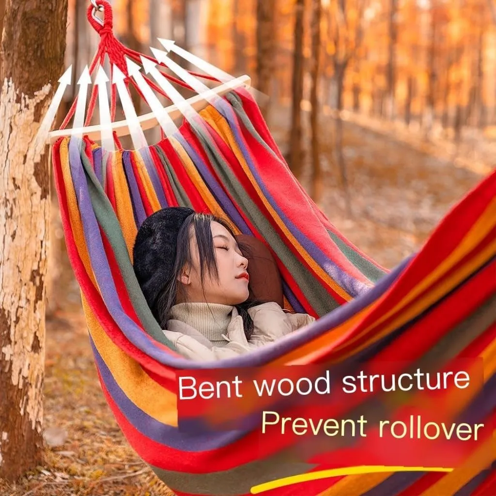 Hammocks Hammock Outdoor Swing Adult Thickened Canvas Camping Leisure Single and Double Dormitory Hanging Chair Camping Hammocks(Red,261 * 80cm)