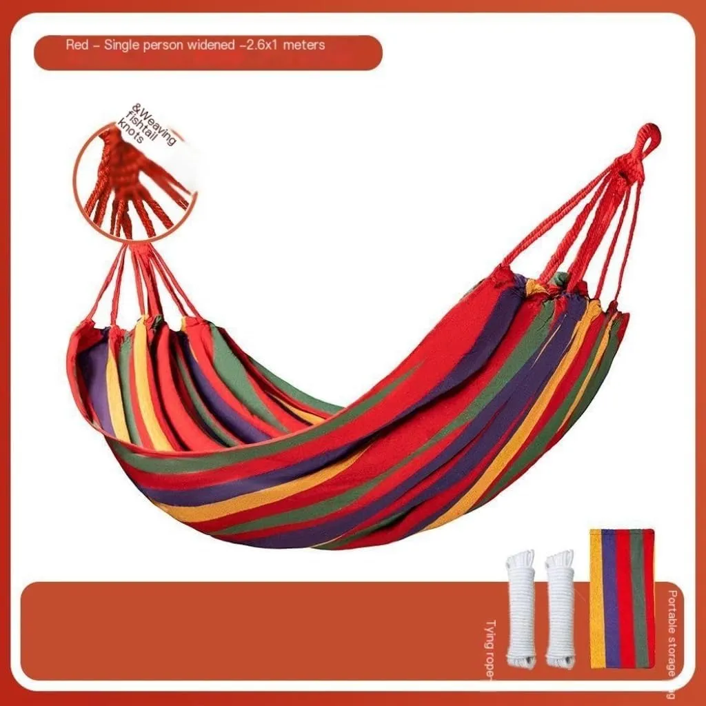 Hammocks Hammock Outdoor Swing Adult Thickened Canvas Camping Leisure Single and Double Dormitory Hanging Chair Camping Hammocks(Red,261 * 80cm)